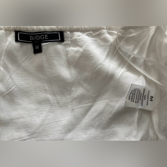 Bustier Tube Top White Pearl Embellished Front Cropped Sweetheart Bustline SZ M - Picture 5 of 9